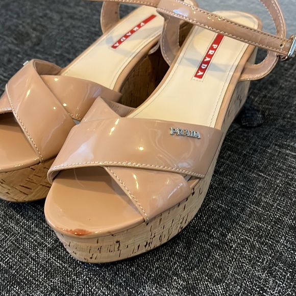 Prada. 36. Neutrals wedge platform cork sandals. Never worn! - Picture 4 of 8